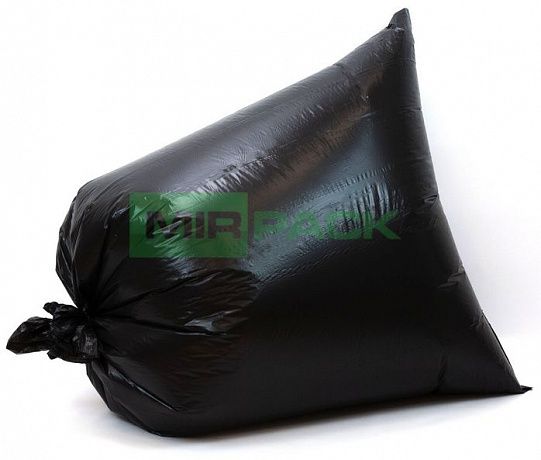 Мешки для мусора 180 литров, 80 мкм, ПВД, черные, 2 слоя, в рулоне 10 штук, 93х110 см, обезличенные - Вид 1